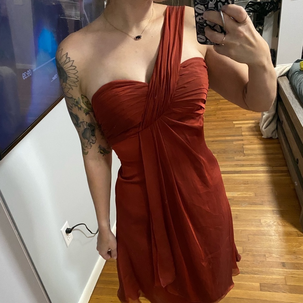 NWT Orange Rust Colored Short Bridesmaid Dress